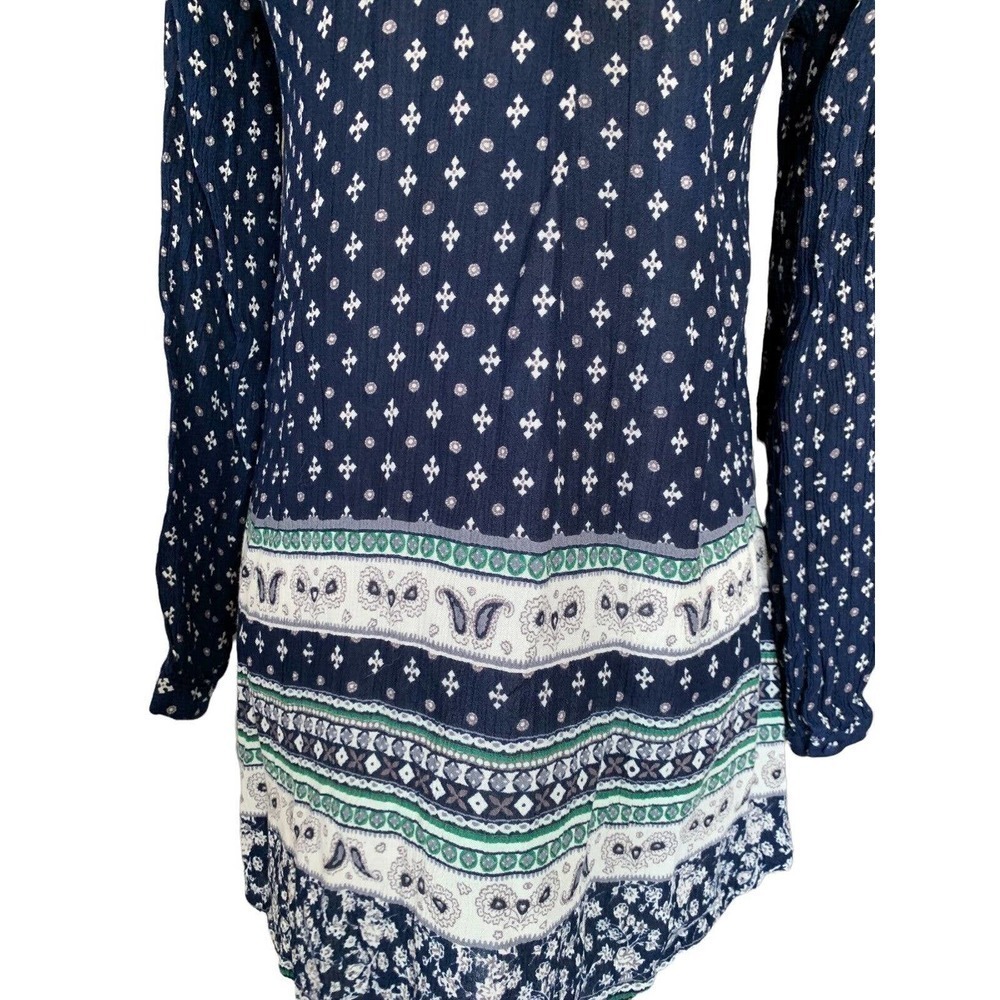 En Creme Small Top Womens Cream Multicolor Boho Peasant Cottagecore Long Sleeve - Picture 8 of 12